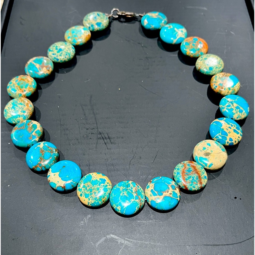 Number Eight Turquoise Disc Necklace